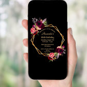 Birthday Black Bourgogne flormonaal goud geometris Kaart