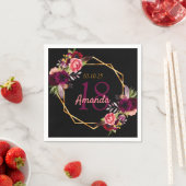 Birthday Black Bourgogne flormonaal goud geometris Servet (Insitu)