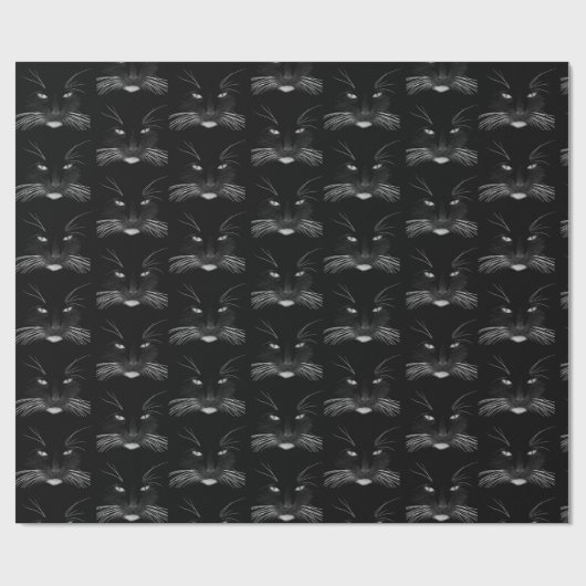 Birthday Black Cat Face Cadeaupapier (Vlak)