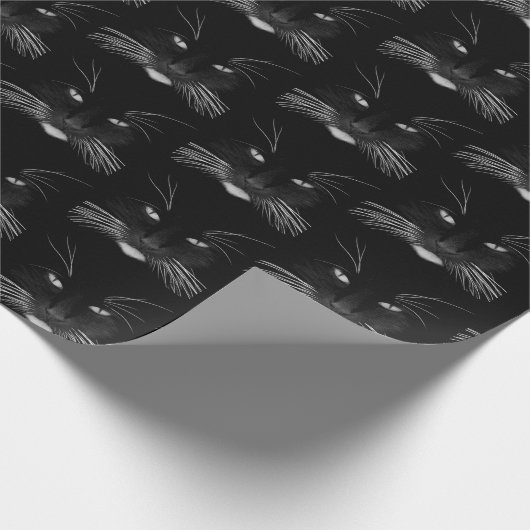 Birthday Black Cat Face Cadeaupapier (Hoek)