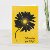 Birthday Black Daisy On Polka Dots Kaart (Voorkant)