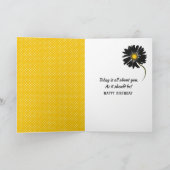 Birthday Black Daisy On Polka Dots Kaart (Binnen)