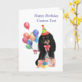 Birthday Black en Tan Cavalier Spaniel Kaart (Gele Bloem)