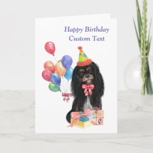 Birthday Black en Tan Cavalier Spaniel Kaart