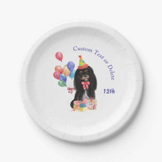 Birthday Black en Tan Cavalier Spaniel   Papieren Bordje (Voorkant)