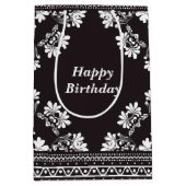 Birthday Black en White Bandanna Design Medium Cadeauzakje (Voorkant)