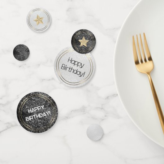 Birthday Black en White Glitter Confetti (Groep)