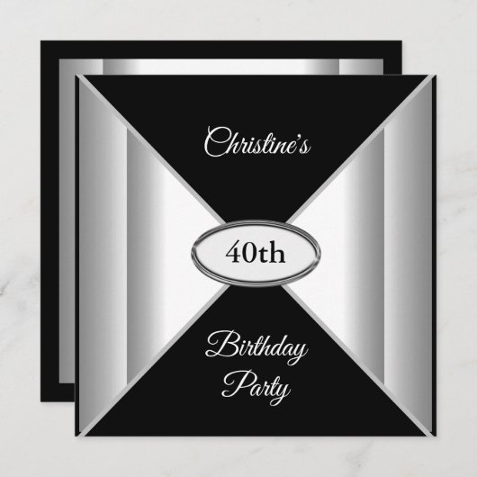 Birthday Black en White Kaart (Voorkant / Achterkant)