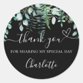 Birthday Black eucalyptus greenery bedankt Ronde Sticker (Voorkant)