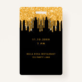 Birthday Black Glitter druppelt monogram vip Badge (Achterkant)