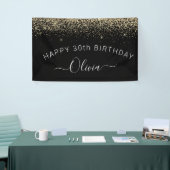 'Birthday Black Gold Any Age Glitter Girly' Spandoek (Beurs)