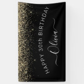 'Birthday Black Gold Any Age Glitter Girly' Spandoek (Verticaal)