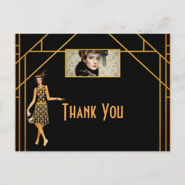 Birthday black gold art deco Foto: Dank je wel Briefkaart