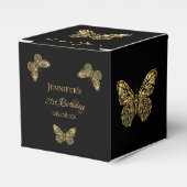 Birthday Black Gold butterflies name Bedankdoosjes (Voorkant Zijde)