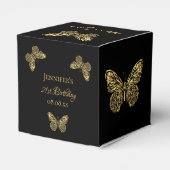 Birthday Black Gold butterflies name Bedankdoosjes (Achterkant)