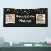 Birthday Black Gold Confetti 2-fotoscript Spandoek (Beurs)