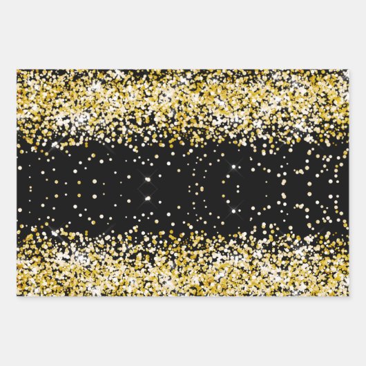 Birthday black gold confetti name inpakpapier vel (Voorkant 2)