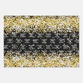 Birthday black gold confetti name inpakpapier vel (Voorkant)
