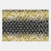 Birthday black gold confetti name inpakpapier vel (Voorkant 3)