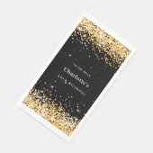 Birthday black gold confetti name servet (Hoek)