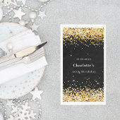Birthday black gold confetti name servet