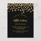 Birthday Black gold confetti Uitnodiging Briefkaart (Voorkant)