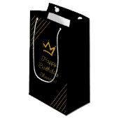 Birthday Black Gold Crown Klein Cadeauzakje (Voorkant Gekanteld)