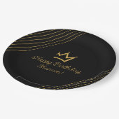 Birthday Black Gold Crown Paper Papieren Bordje (Gekanteld)