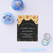 Birthday Black Gold Filoral budget nodigt u uit Flyer (Enkel)