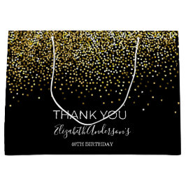 Birthday Black Gold Glitter Glamorous Thank You Groot Cadeauzakje
