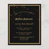 Birthday Black gold mannen budget uitnodiging Flyer (Voorkant)