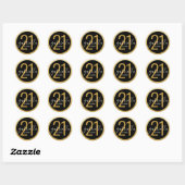 Birthday Black Gold Modern Name Date Custom Age Ronde Sticker (Vel)