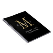 Birthday Black Gold Monogram naam gastboek Notitieboek (Rechterzijde)