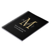 Birthday Black Gold Monogram naam gastboek Notitieboek (Linkerzijde)