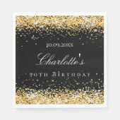 Birthday black gold name elegant luncheon servet (Voorkant)