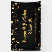 Birthday Black Gold Stars - Op maat van uw kleur Spandoek (Verticaal)