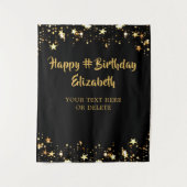 Birthday Black Gold Stars - Op maat van uw kleur Wandkleed (Voorkant)