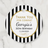 Birthday Black Gold Stripe Hartelijk dank voor uw  Bedankjes Labels (Achterkant)