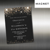Birthday Black gold twee personen bevriend met lux Magnetische Uitnodiging