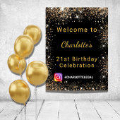 Birthday black gouglitter instagram welkom poster