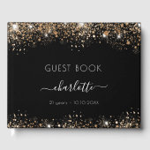 Birthday black gouglitter sparters naam gastenboek (Voorkant)