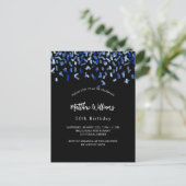 Birthday Black marvy blue confetti Uitnodiging Briefkaart (Staand voorkant)