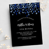 Birthday Black marvy blue confetti Uitnodiging Briefkaart