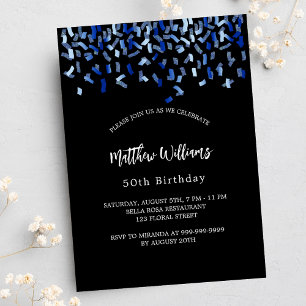 Birthday Black marvy blue confetti Uitnodiging Briefkaart