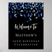 Birthday Black marvy blue welkom Poster (Voorkant)