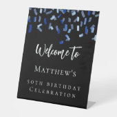 Birthday Black marvy blue welkom Reclamebord Met Voetstuk (Voorkant)
