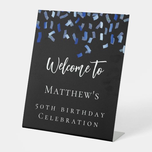 Birthday Black marvy blue welkom Reclamebord Met Voetstuk (Voorkant)