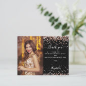 Birthday Black roos Gold foto bedankt Briefkaart (Staand voorkant)