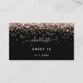 Birthday Black roos Gold glitter RSVP Informatiekaartje (Achterkant)