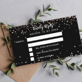 Birthday Black roos Gold glitter RSVP Informatiekaartje
